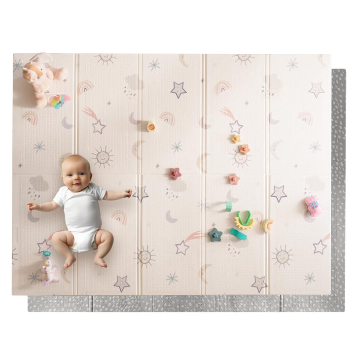 Nuby - Tapis d'Éveil Réversible - Tapis de Jeux Bébé Sécurisé - Léger et Pliable - Facile à Plier, Ranger et Transporter - avec Un Design Amusant - 200x150x1cm - Jeu Bébé 1 an et +