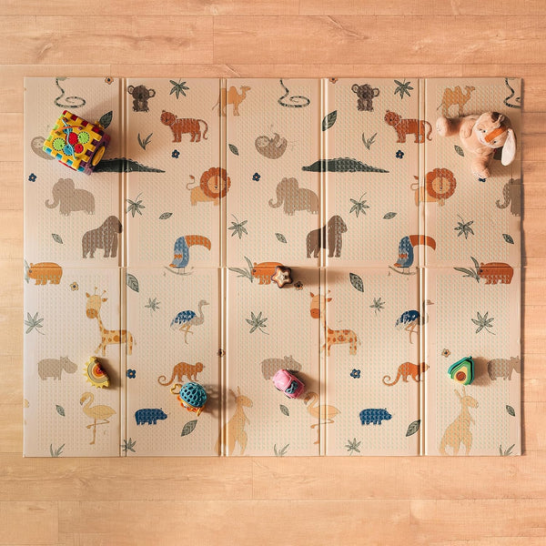 Nuby - Tapis d'Éveil Réversible - Tapis de Jeux Bébé Sécurisé - Léger et Pliable - Facile à Plier, Ranger et Transporter - avec Un Design Amusant - 200x150x1cm - Jeu Bébé 1 an et +
